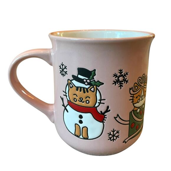 Clementine CATS Christmas Mug 16oz Pink Ceramic Holiday NEW - Picture 6 of 10